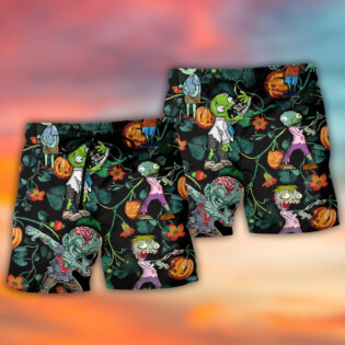 Halloween Zombie Tropical Pumpkin Scary - Beach Short - Owl Ohh - Owl Ohh