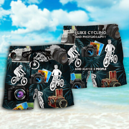 Camera I Like Cycling And Camera - Beach Short - Owl Ohh - Owl Ohh