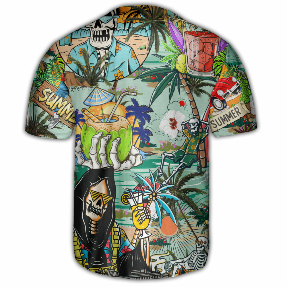 Skull Chill Out Summer Beach - Baseball Jersey - Owl Ohh - Owl Ohh