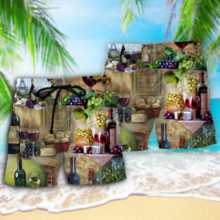 Wine Grape And Cheese Art - Beach Short - Owl Ohh - Owl Ohh