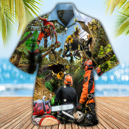 Arborist Tree Surgeon Climbing Tree Continuous - Hawaiian Shirt - Owl Ohh - Owl Ohh