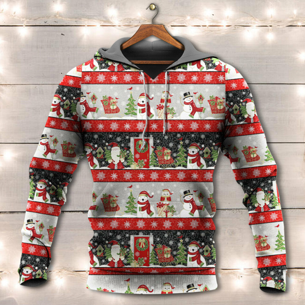 Christmas Santa Claus And Snowman Happy Xmas - Hoodie - Owl Ohh - Owl Ohh