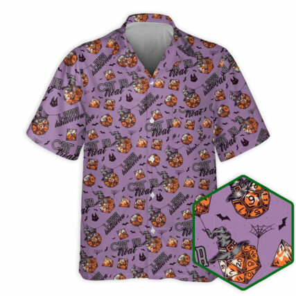 DnD Spooky Halloween Pattern - Hawaiian Shirt - Owl Ohh - Owl Ohh