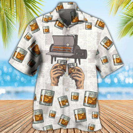Wine Bourbon I Like Bourbon My Smoker And Maybe 3 People - Hawaiian Shirt - Owl Ohh - Owl Ohh