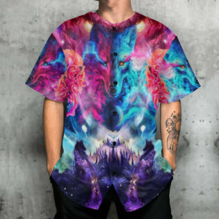 Wolf Colorful Loves Over Night - Baseball Jersey - Owl Ohh - Owl Ohh