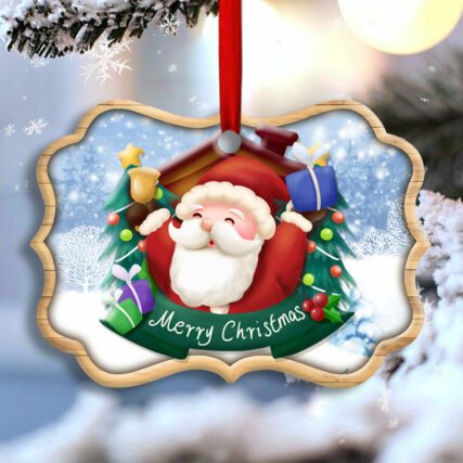 Christmas Santa Snowman Merry Christmas - Horizonal Ornament - Owl Ohh - Owl Ohh
