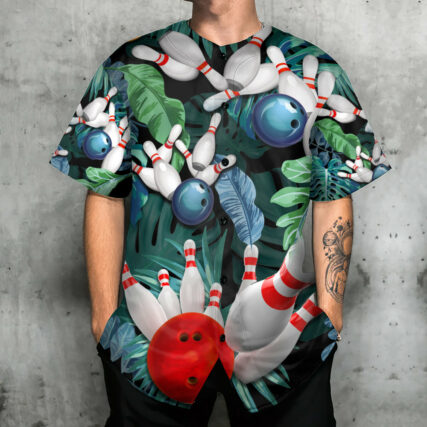 Bowling Tropical Leaf I'm So Happy - Baseball Jersey - Owl Ohh - Owl Ohh