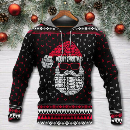 Christmas Santa Claus Retro Viking Pattern - Hoodie - Owl Ohh - Owl Ohh