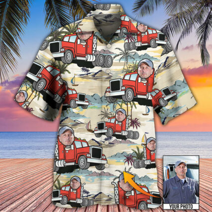 Truck Driver Tropical Beach Custom Photo - Hawaiian Shirt - Owl Ohh - Owl Ohh