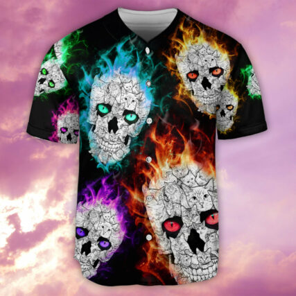 Skull Color Smile Say Hi - Baseball Jersey - Owl Ohh - Owl Ohh