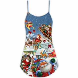 Christmas Say Hi From Santa's Sleigh - V-neck Sleeveless Cami Dress - Owl Ohh - Owl Ohh