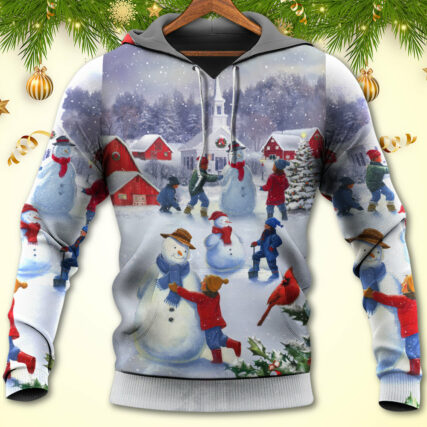 Christmas Children Love Snowman In The Christmas Town - Hoodie - Owl Ohh - Owl Ohh