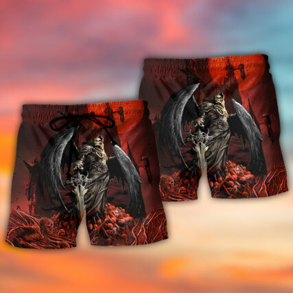 Halloween Skull Dark Blood Night Scary Style - Beach Short - Owl Ohh - Owl Ohh