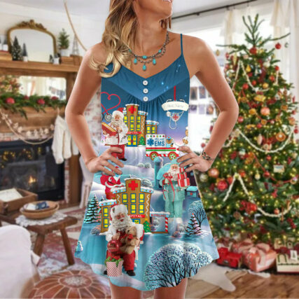Christmas You're Hero Doctor Nurse Santa Health Care - V-neck Sleeveless Cami Dress - Owl Ohh - Owl Ohh