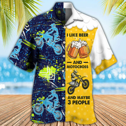Beer I Like Beer And Motocross - Hawaiian Shirt - Owl Ohh - Owl Ohh