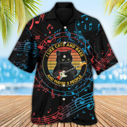 Guitar I Like Cats And Bass - Hawaiian Shirt - Owl Ohh - Owl Ohh