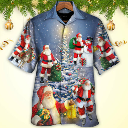 Christmas Santa Claus In Love Light Xmas Tree - Hawaiian Shirt - Owl Ohh - Owl Ohh