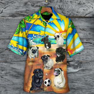 Soccer Beach Sports Pug Dog Beach - Hawaiian Shirt - Owl Ohh - Owl Ohh
