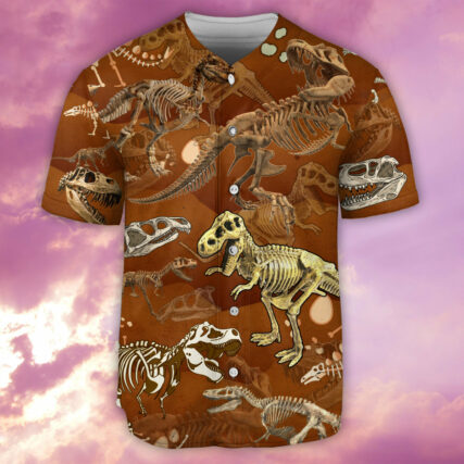 Dinosaur Skull Dinosaurs T-Rex Skull - Baseball Jersey - Owl Ohh - Owl Ohh