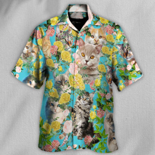 Cat With Flowers - Hawaiian Shirt - Owl Ohh - Owl Ohh