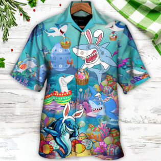 Easter Shark Let's Enjoy Easter With Sharks - Hawaiian Shirt - Owl Ohh - Owl Ohh
