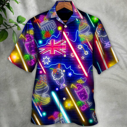 Cocktail Happy Party Bar Pavlova Cocktail Neon Style - Hawaiian Shirt - Owl Ohh for men and women, kids - Owl Ohh