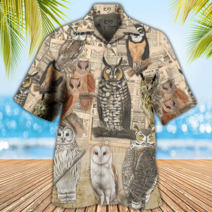Owl Old Paper Vintage Art - Hawaiian Shirt - Owl Ohh - Owl Ohh