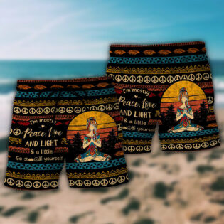 Yoga I'm Mostly Peace Love And Light A Little Go F Yourself For Woman - Beach Short - Owl Ohh - Owl Ohh