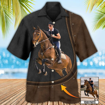 Horse Riding Horse Leather Style Custom Photo - Hawaiian Shirt - Owl Ohh - Owl Ohh