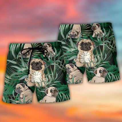 Pitbull Yoga Tropical Yoga Pose Funny - Beach Short - Owl Ohh - Owl Ohh