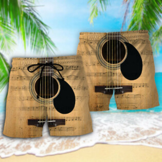 Guitar Retro Music Note - Beach Short - Owl Ohh - Owl Ohh
