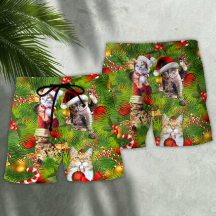 Christmas Cat It's Lazy Day - Beach Short - Owl Ohh - Owl Ohh