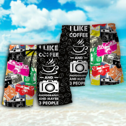 Coffee I Like Coffee And Photography - Beach Short - Owl Ohh - Owl Ohh