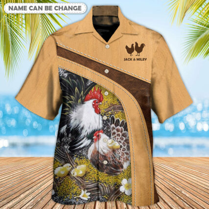 Chicken An Old Rooster And His Cute Chick Personalized - Hawaiian Shirt - Owl Ohh - Owl Ohh