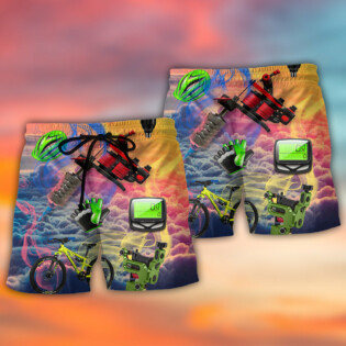 Cycling And Tatoo Lover Dream Sky - Beach Short - Owl Ohh - Owl Ohh
