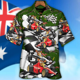 Kangraroo Racing Formula One Car Racing Australian Vibe - Hawaiian Shirt - Owl Ohh for men and women, kids - Owl Ohh