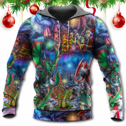 Christmas Dragon Light Art Style - Hoodie - Owl Ohh - Owl Ohh
