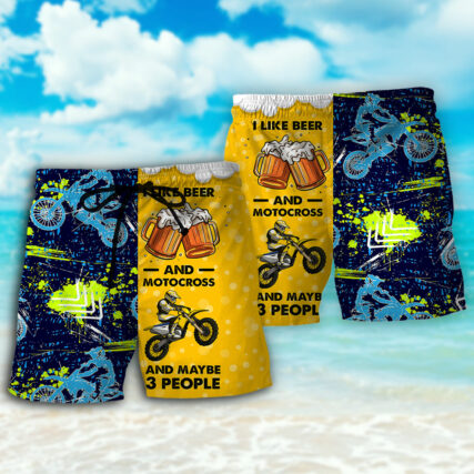 Beer I Like Beer And Motocross - Beach Short - Owl Ohh - Owl Ohh