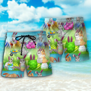 Easter Bunny Colorful Eggs - Beach Short - Owl Ohh - Owl Ohh