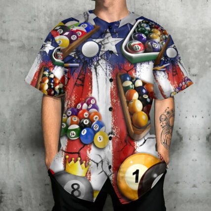 Billiard Independence Day American Flag - Baseball Jersey - Owl Ohh - Owl Ohh