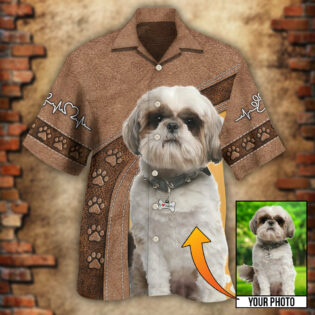 Dog Paw Brown Style Classic Custom Photo Personalized - Hawaiian Shirt - Owl Ohh - Owl Ohh