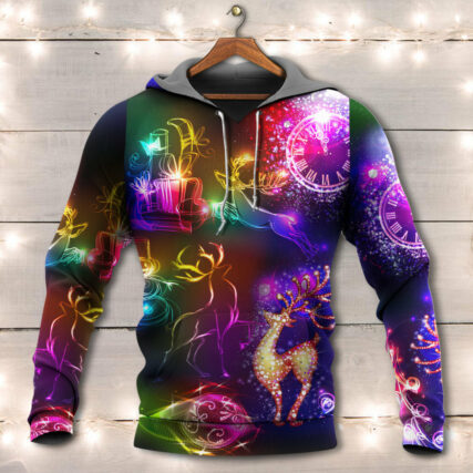 Christmas Reindeer Neon Light Bright - Hoodie - Owl Ohh - Owl Ohh