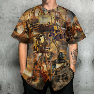 Tractor We Build With Passion Construction- Baseball Jersey - Owl Ohh - Owl Ohh