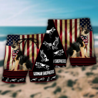 German Shepherd American Flag - Beach Short - Owl Ohh - Owl Ohh