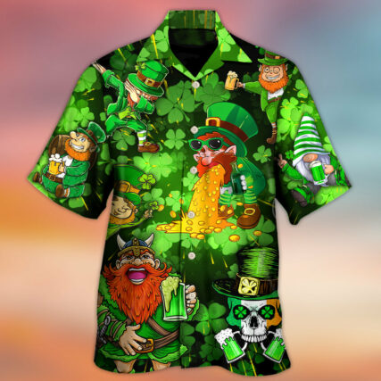 Irish Beer St Patrick's Day Viking Skull Leprechaun Gnome - Hawaiian Shirt - Owl Ohh - Owl Ohh