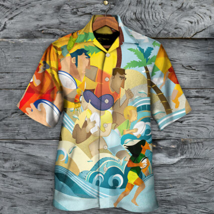 Rugby Beach Sports Beach Rugby Family Fight - Hawaiian Shirt - Owl Ohh - Owl Ohh