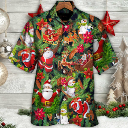 Christmas Santa Snowman Merry Xmas To Everyone - Hawaiian Shirt - Owl Ohh - Owl Ohh