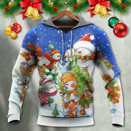 Christmas Snowman Merry Christmas Night - Hoodie - Owl Ohh - Owl Ohh
