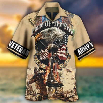 Veteran Army America Home Of The Free Because Of The Brave - Hawaiian Shirt - Owl Ohh - Owl Ohh
