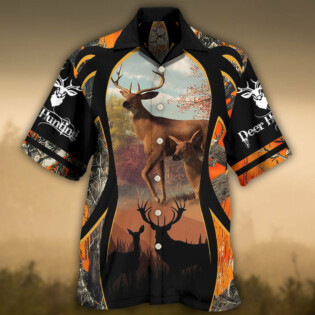 Hunting Deer Orange Camo Background - Hawaiian Shirt - Owl Ohh - Owl Ohh